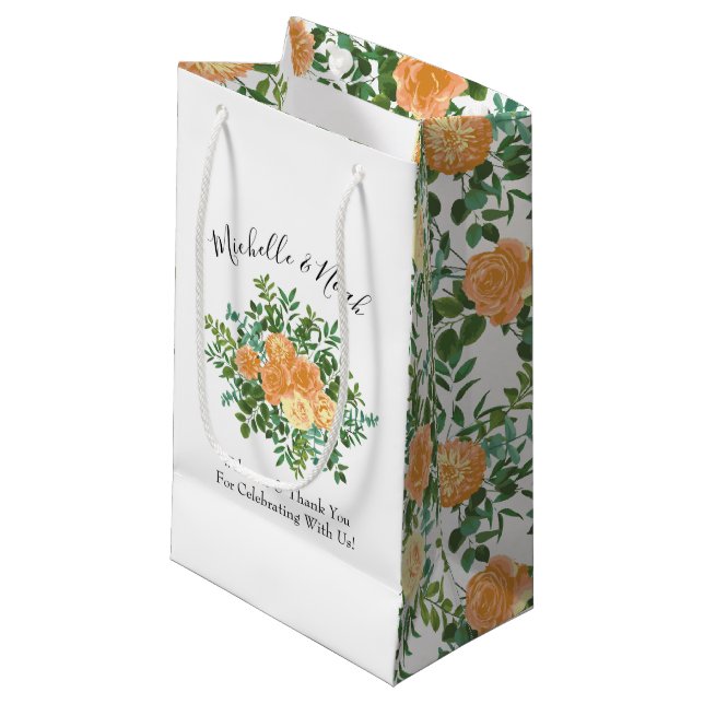 Petit Sac Cadeau Mariage classique Floral Roses (Devant Angle)