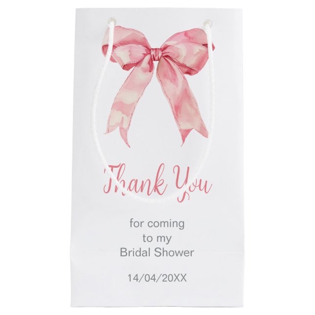 Petit Sac Cadeau Mariage Coquette Rose Ruban Shower (Devant)