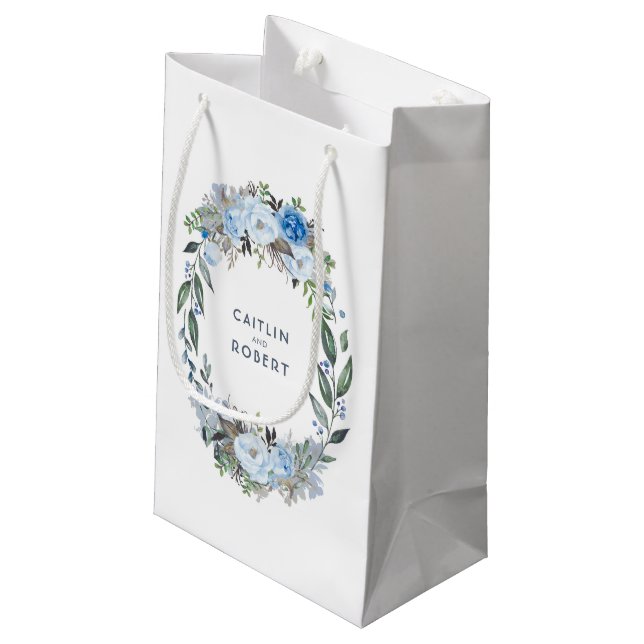 Petit Sac Cadeau Mariage d'aquarelle bleu foncé (Dos Angle)