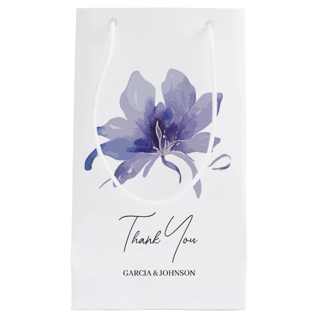 Petit Sac Cadeau Mariage d'aquarelle Iris violet (Devant)