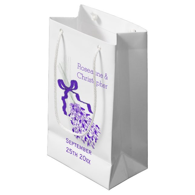 Petit Sac Cadeau Mariage de conception de lavande (Devant Angle)
