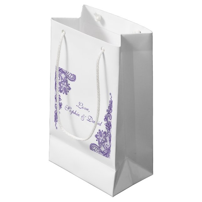 Petit Sac Cadeau Mariage de dentelle ultra violet moderne (Devant Angle)