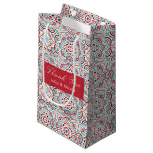 Petit Sac Cadeau Mariage de Luxe Métallisé Pailleté Géométrique