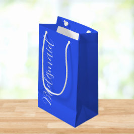 Petit Sac Cadeau Mariage de script royal bleu stylisé Bridesmaid