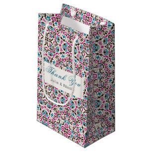 Petit Sac Cadeau Mariage Mandala Géométrique en Treillis Marocain