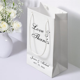 Petit Sac Cadeau Mariage minimaliste noir et blanc amour et merci