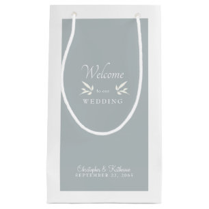 Petit Sac Cadeau Mariage moderne Dusty Blue Welcome Favoriser