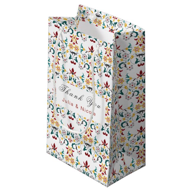 Petit Sac Cadeau Mariage Motif classique complexe de géométrie vint (Devant Angle)