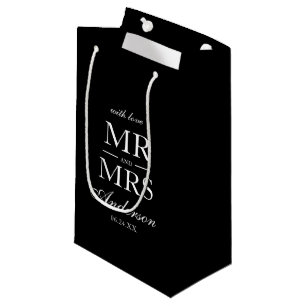 Petit Sac Cadeau Mariage noir & blanc moderne