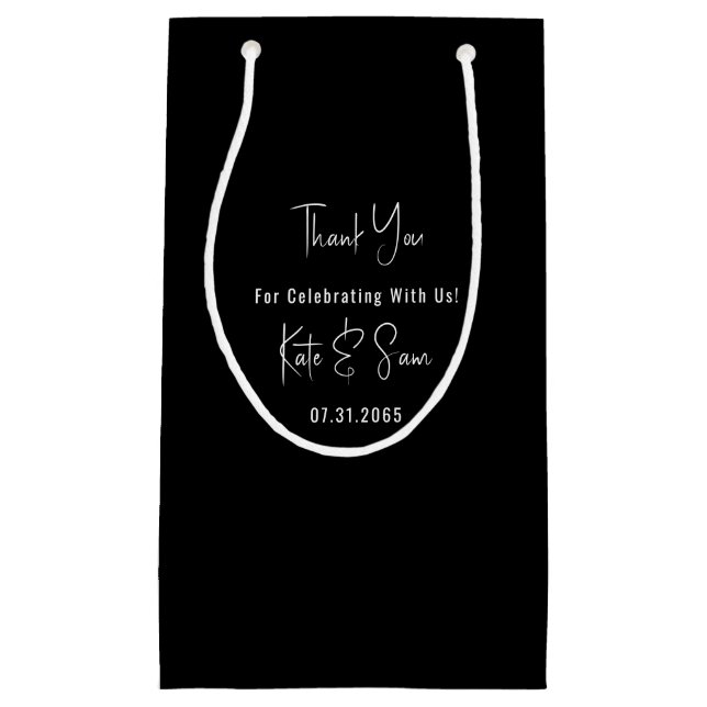 Petit Sac Cadeau Mariage noir et blanc classique (Devant)