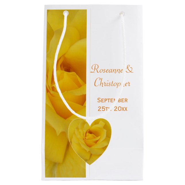 Petit Sac Cadeau Mariage rose jaune (Devant)