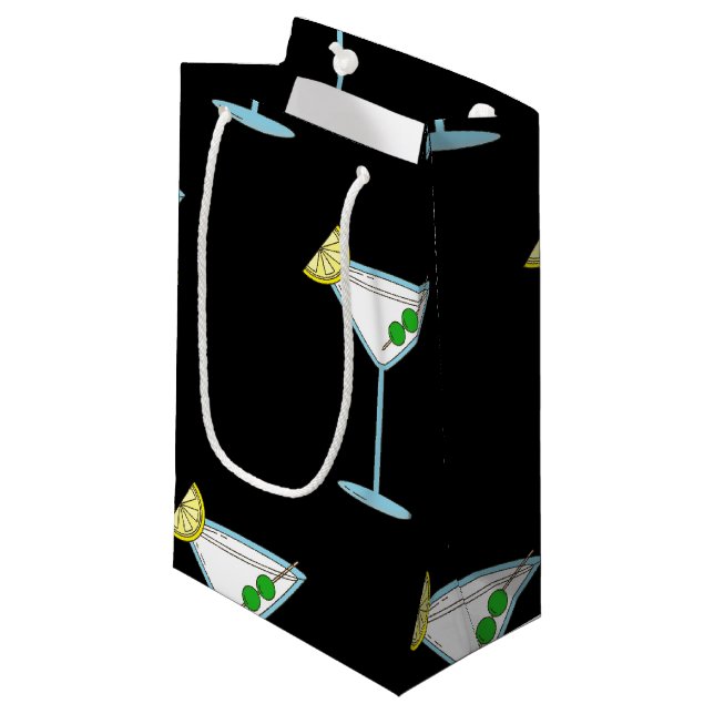 Petit Sac Cadeau Martini Amateurs De Cocktail Bar De Verre Alcool (Devant Angle)