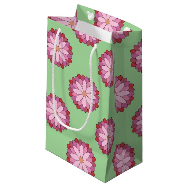Petit Sac Cadeau Médaillon asiatique rose pastel Floral (Devant Angle)