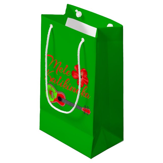 Petit Sac Cadeau Mele Kalikimaka Ukulele (Devant Angle)