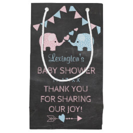 Petit Sac Cadeau Merci de baby shower d'éléphants de fille jumelle