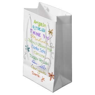 Petit Sac Cadeau Merci en langues étrangères