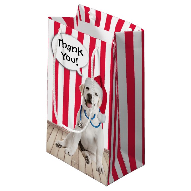 Petit Sac Cadeau Merci Noël pour Vétérinaire (Devant Angle)