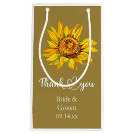 Petit Sac Cadeau Merci Tournesol jaune sur Mariage