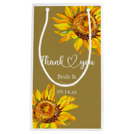 Petit Sac Cadeau Merci Tournesol jaune sur Mariage