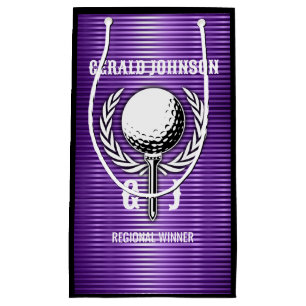 Petit Sac Cadeau Metallo Purple Lines Golf Monogramme Design