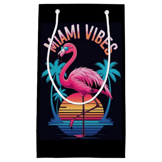 Petit Sac Cadeau Miami Vibes Summer Flamingo Design-63454 (Devant)