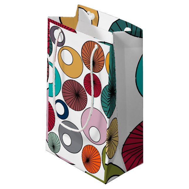 Petit Sac Cadeau Mid-Century Modern Circles  (Devant Angle)