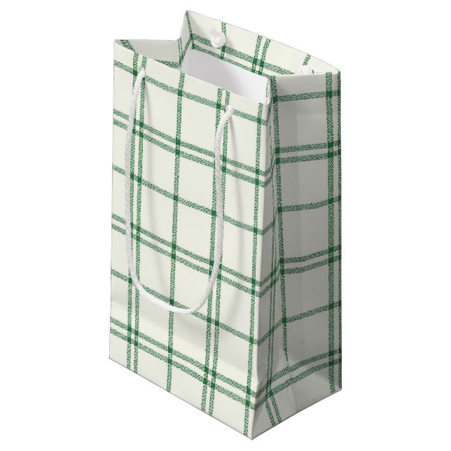 Petit Sac Cadeau Mint Christmas Plaid (Devant Angle)
