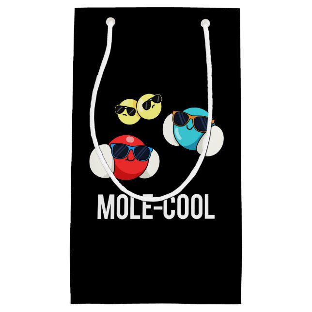 Petit Sac Cadeau Mole-Cool Funny Molecule Pun Dark BG (Devant)