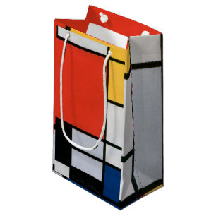 Petit Sac Cadeau Mondrial Composition Rouge Jaune Bleu Noir