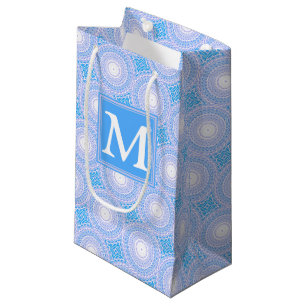 Petit Sac Cadeau Monogramme Cercles bleu électrique motif