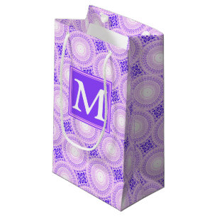 Petit Sac Cadeau Monogramme cercles violets motif