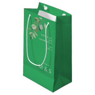 Petit Sac Cadeau Monogramme Eucalyptus Merci Mariage Vert