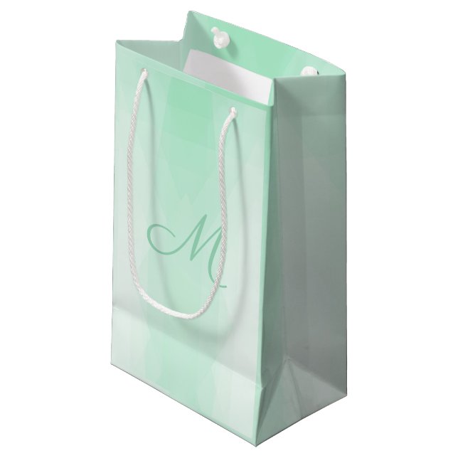 Petit Sac Cadeau Monogramme Moderne Modèle Élégant Mint Vert (Devant Angle)