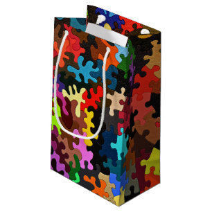 Petit Sac Cadeau morceaux de puzzle denteux