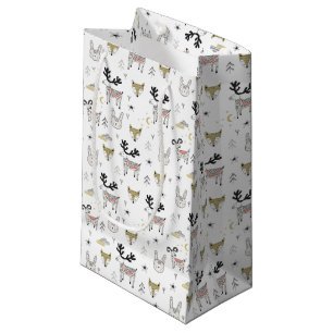 Petit Sac Cadeau Motif animal de griffonnage de région boisée