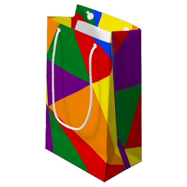 Petit Sac Cadeau Motif arc-en-ciel de Polygone (Devant Angle)