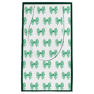 Petit Sac Cadeau Motif arc en vichy blanc vert