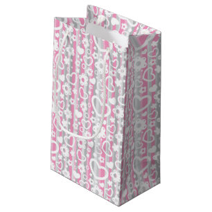 Petit Sac Cadeau Motif avec des coeurs et des fleurs