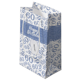 Petit Sac Cadeau Motif bleu et blanc de joyeux soixantième