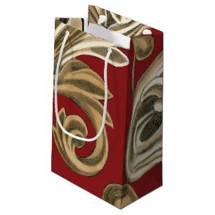 Petit Sac Cadeau Motif botanique élégant avec le feuillage bronzage
