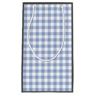 Petit Sac Cadeau Motif classique En vichy bleu coché