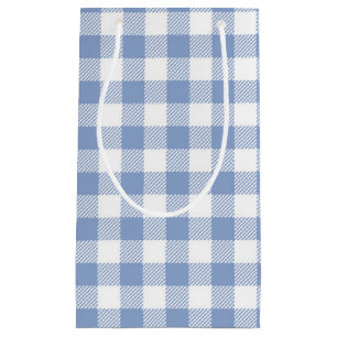 Petit Sac Cadeau Motif classique En vichy bleu coché
