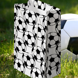 Petit Sac Cadeau motif de ballon de football dans le black&white