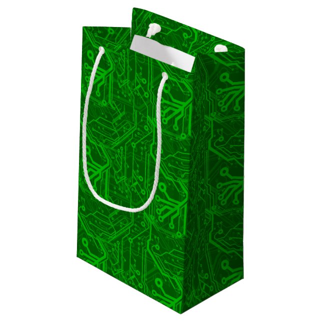 Petit Sac Cadeau Motif de carte à circuit imprimé vert (Dos Angle)