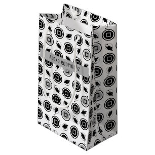 Petit Sac Cadeau Motif de casquette de remise des diplômes noir et