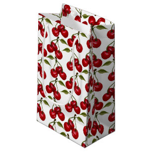Petit Sac Cadeau motif de cerise carrelé mignon