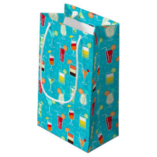 Petit Sac Cadeau Motif de cocktail sur l'arrière - plan turquoise