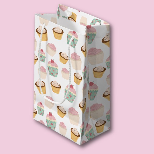 Petit Sac Cadeau Motif de Cupcake (Cupcake gift bag - different sizes available.)
