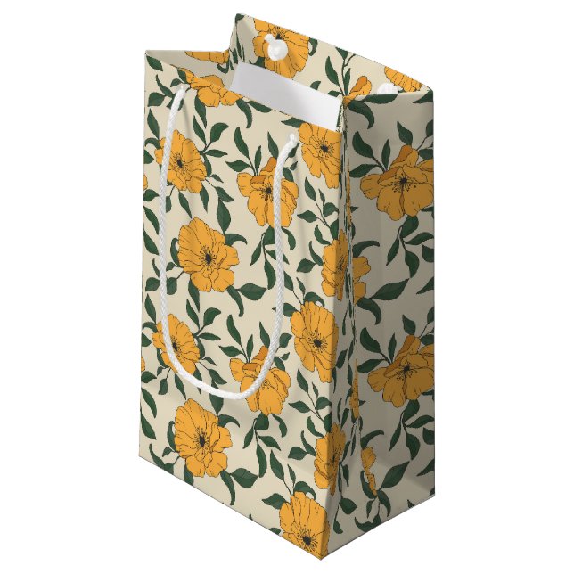 Petit Sac Cadeau Motif de fleurs de crapaud orange (Devant Angle)