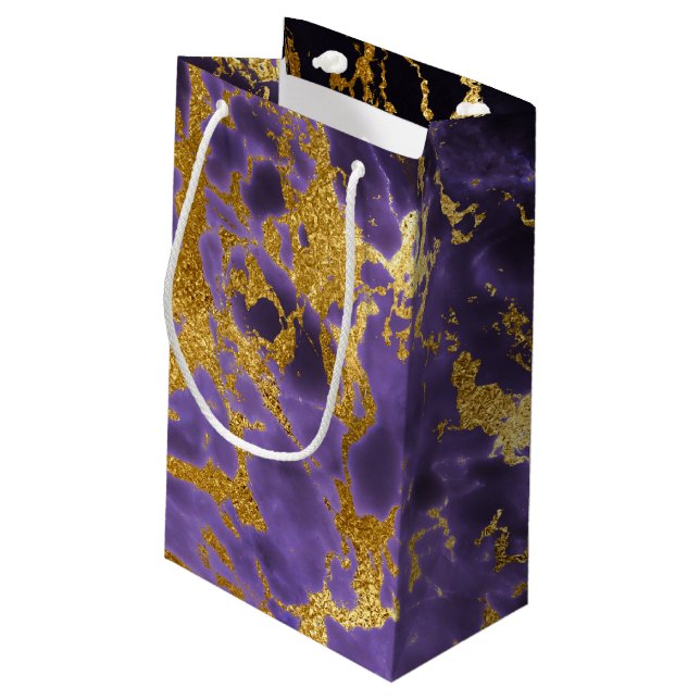 Petit Sac Cadeau Motif de marbre noir pourpre de parties (Dos Angle)